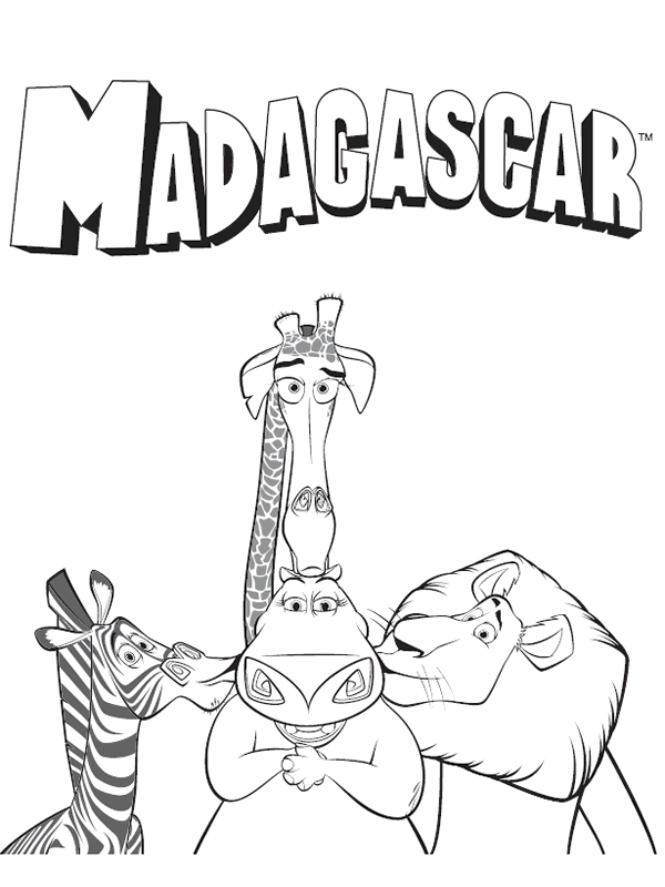 coloriage Madagascar on embrasse gloria